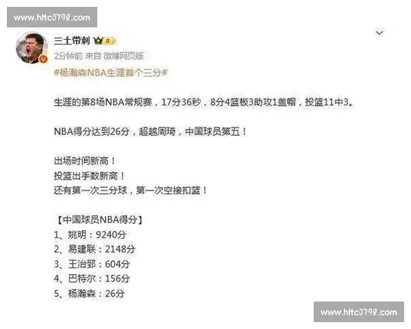 从巴克利亲驴到杨瀚森首秀：姚明的榜样密码